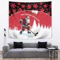 Canada Christmas Tapestry Santa Claus Hockey Player - Maple Leaves Pattern - Wonder Print Shop