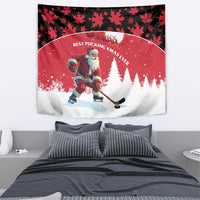 Canada Christmas Tapestry Santa Claus Hockey Player - Maple Leaves Pattern - Wonder Print Shop