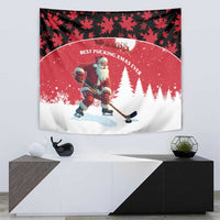 Canada Christmas Tapestry Santa Claus Hockey Player - Maple Leaves Pattern - Wonder Print Shop