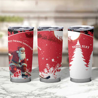 Personalized Canada Christmas Tumbler Cup Santa Claus Hockey Player - Maple Leaves Pattern - Wonder Print Shop