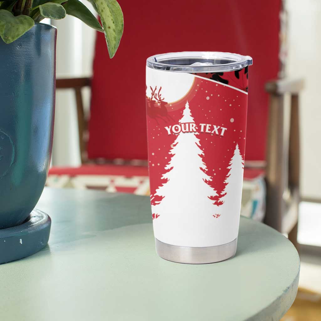 Personalized Canada Christmas Tumbler Cup Santa Claus Hockey Player - Maple Leaves Pattern - Wonder Print Shop