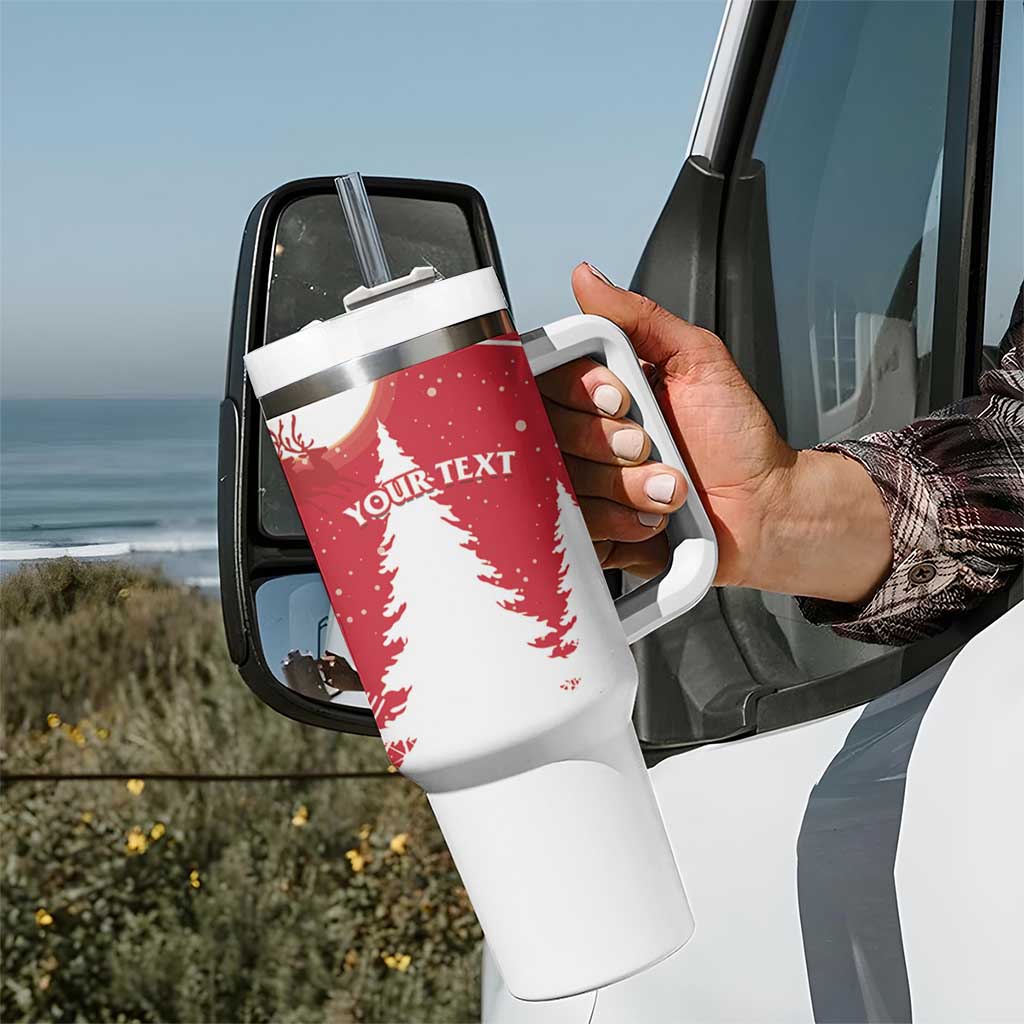 Personalized Canada Christmas Tumbler With Handle Santa Claus Hockey Player - Maple Leaves Pattern - Wonder Print Shop