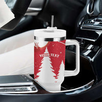 Personalized Canada Christmas Tumbler With Handle Santa Claus Hockey Player - Maple Leaves Pattern - Wonder Print Shop