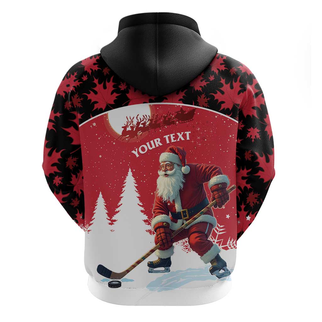 Personalized Canada Christmas Zip Hoodie Santa Claus Hockey Player - Maple Leaves Pattern - Wonder Print Shop