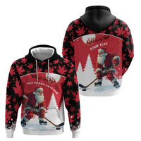 Personalized Canada Christmas Zip Hoodie Santa Claus Hockey Player - Maple Leaves Pattern - Wonder Print Shop