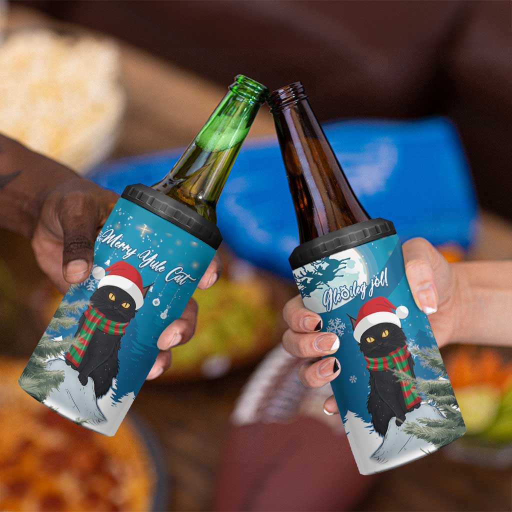 Iceland Christmas 4 in 1 Can Cooler Tumbler Merry Yule Cat - Wonder Print Shop