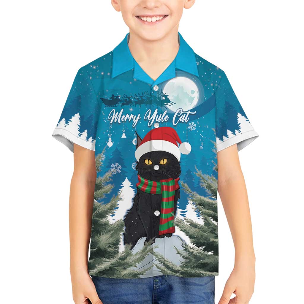 Iceland Christmas Family Matching Puletasi and Hawaiian Shirt Merry Yule Cat - Wonder Print Shop