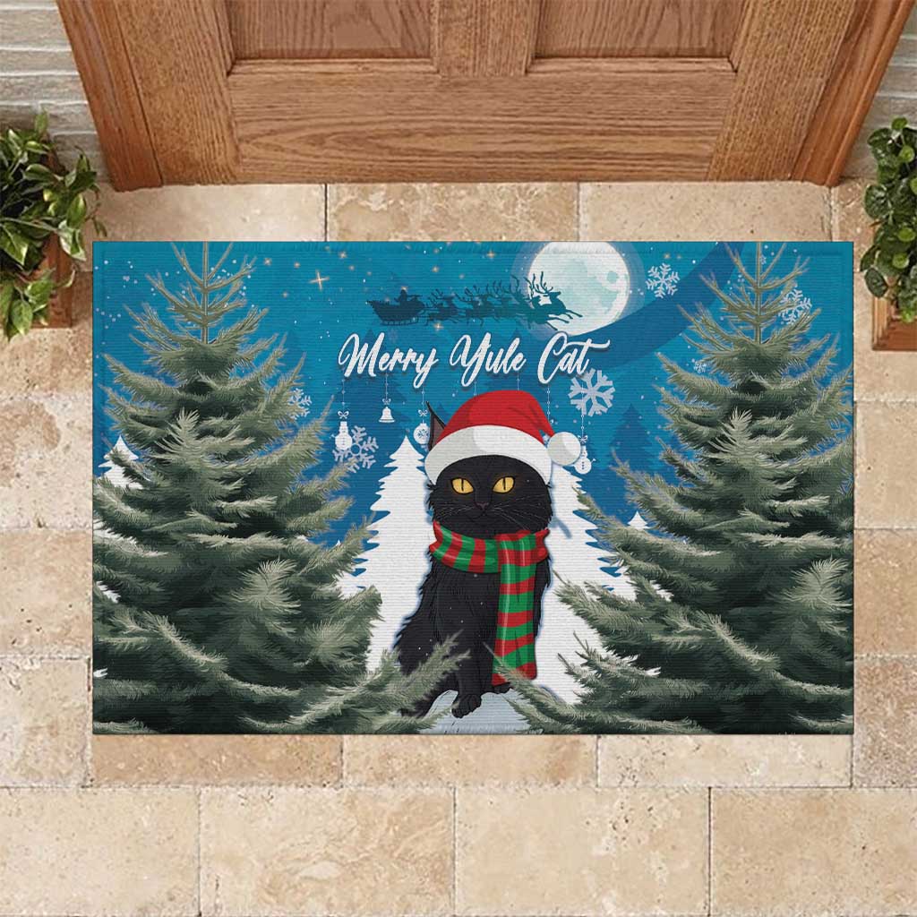 Iceland Christmas Rubber Doormat Merry Yule Cat - Wonder Print Shop