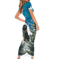 Iceland Christmas Short Sleeve Bodycon Dress Merry Yule Cat - Wonder Print Shop