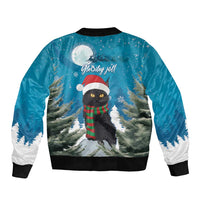 Iceland Christmas Sleeve Zip Bomber Jacket Merry Yule Cat - Wonder Print Shop