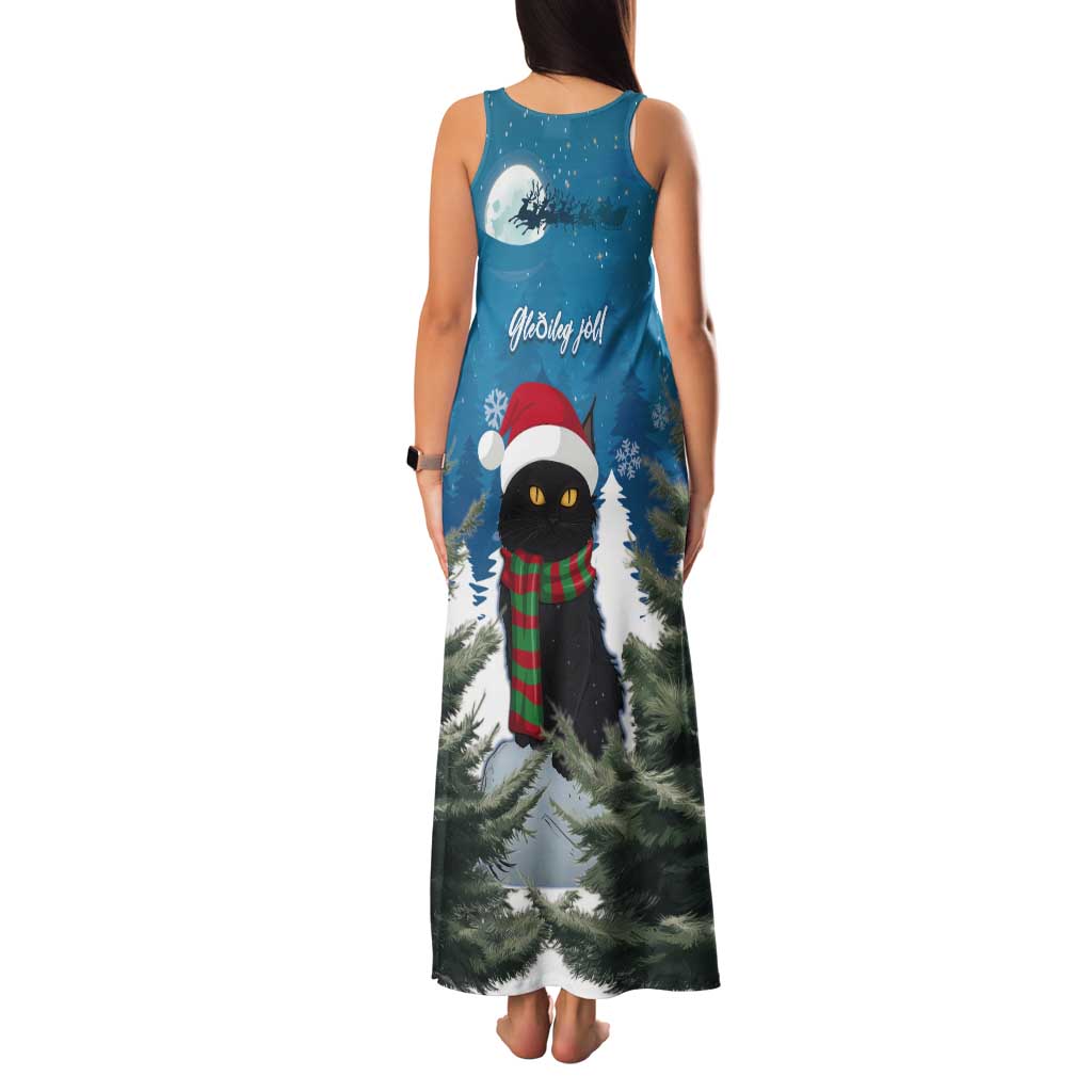Iceland Christmas Tank Maxi Dress Merry Yule Cat - Wonder Print Shop