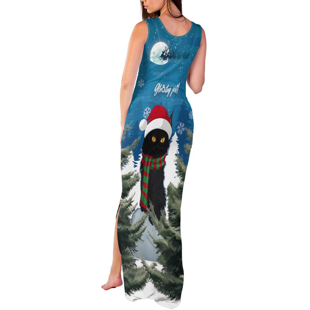 Iceland Christmas Tank Maxi Dress Merry Yule Cat - Wonder Print Shop