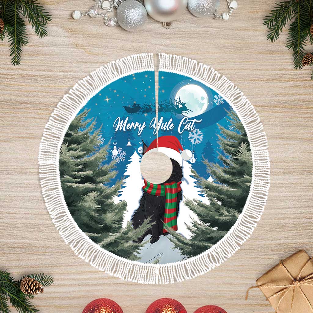 Iceland Christmas Tree Skirt Merry Yule Cat - Wonder Print Shop