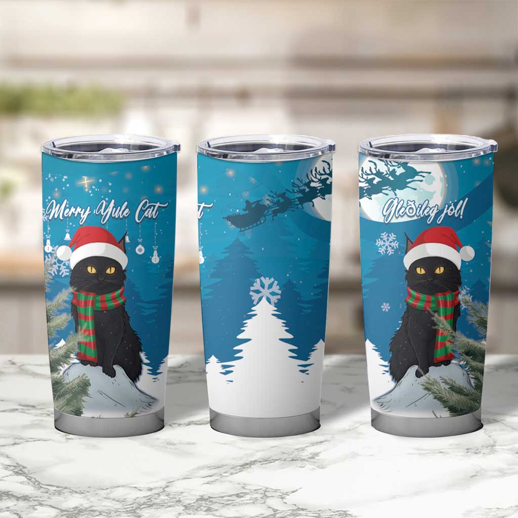 Iceland Christmas Tumbler Cup Merry Yule Cat - Wonder Print Shop