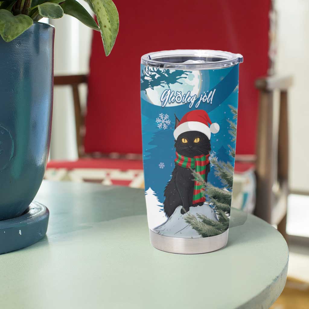 Iceland Christmas Tumbler Cup Merry Yule Cat - Wonder Print Shop