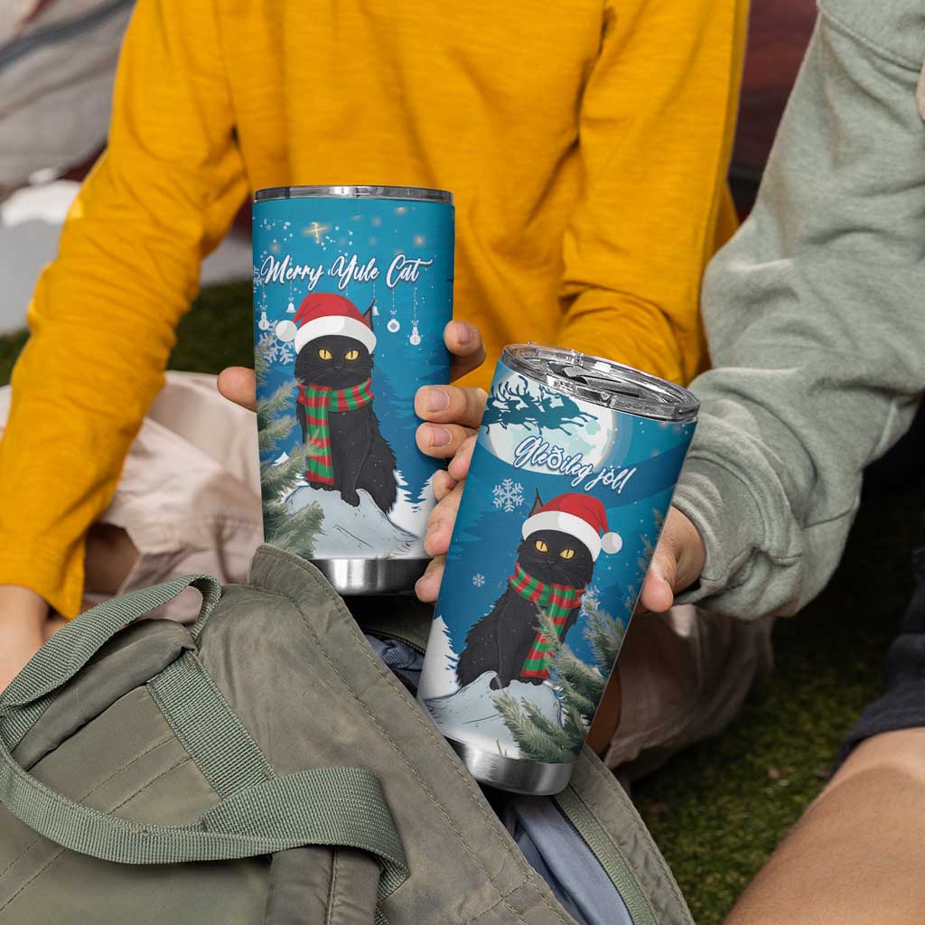 Iceland Christmas Tumbler Cup Merry Yule Cat - Wonder Print Shop