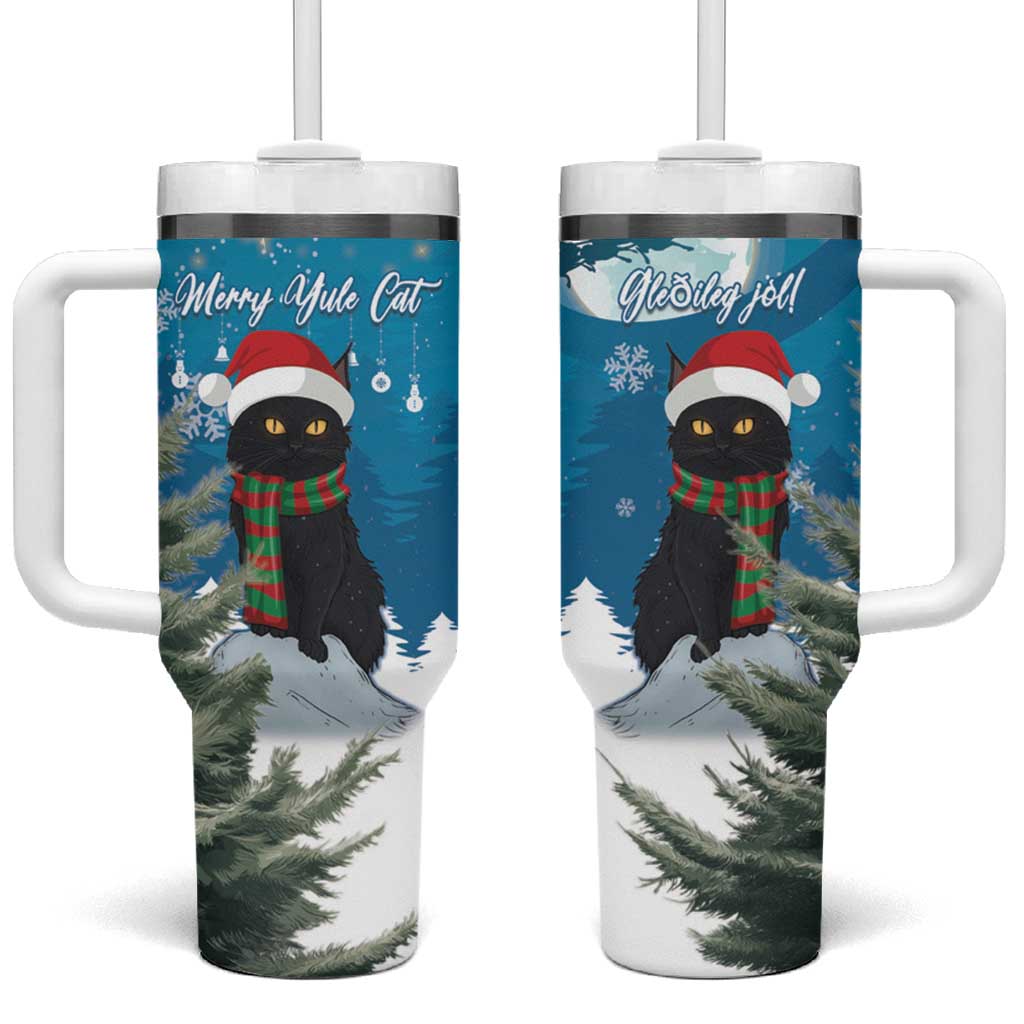 Iceland Christmas Tumbler With Handle Merry Yule Cat - Wonder Print Shop