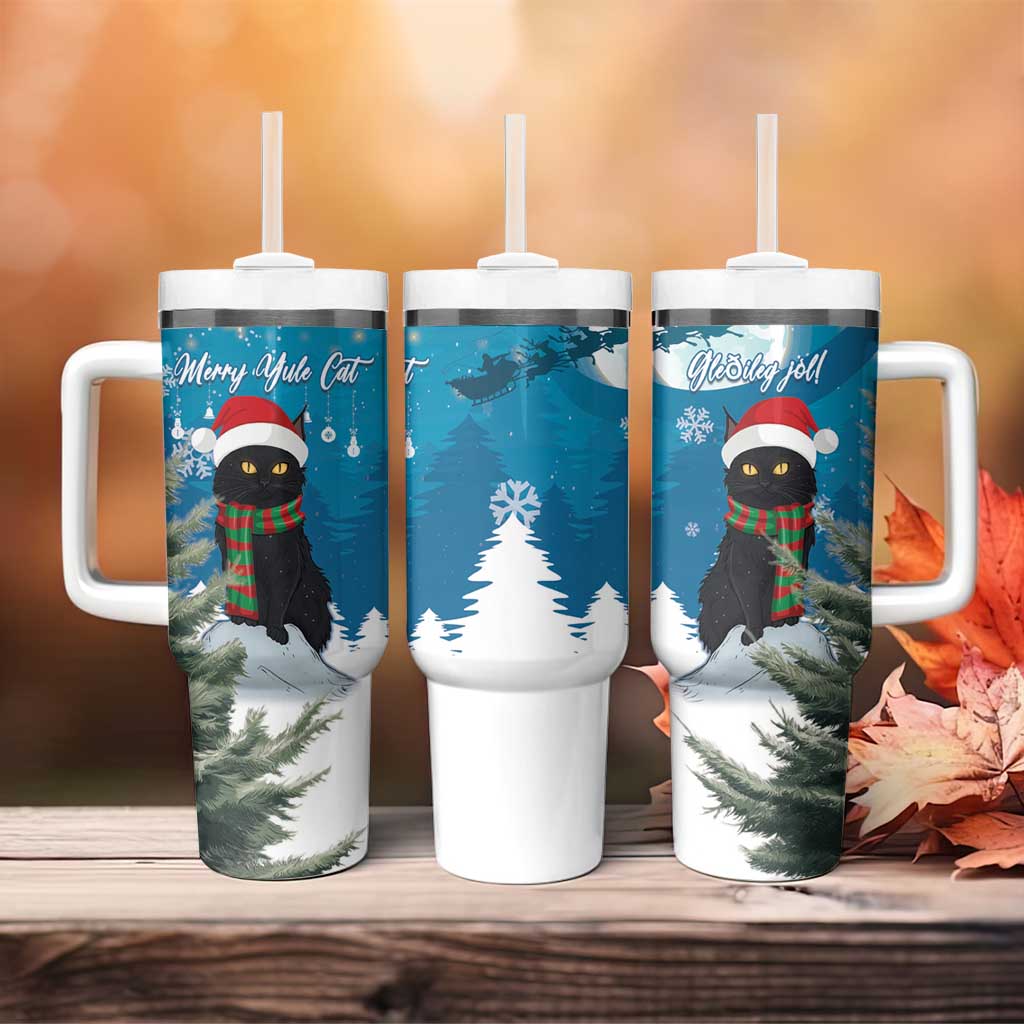 Iceland Christmas Tumbler With Handle Merry Yule Cat - Wonder Print Shop