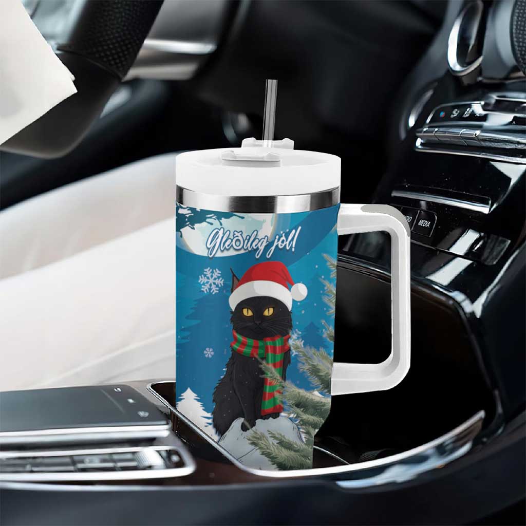 Iceland Christmas Tumbler With Handle Merry Yule Cat - Wonder Print Shop