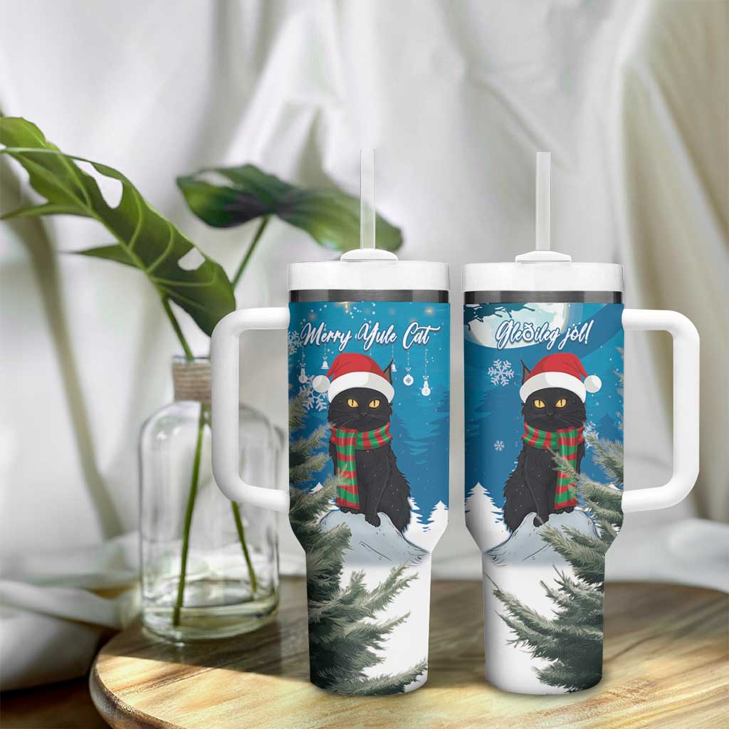 Iceland Christmas Tumbler With Handle Merry Yule Cat - Wonder Print Shop