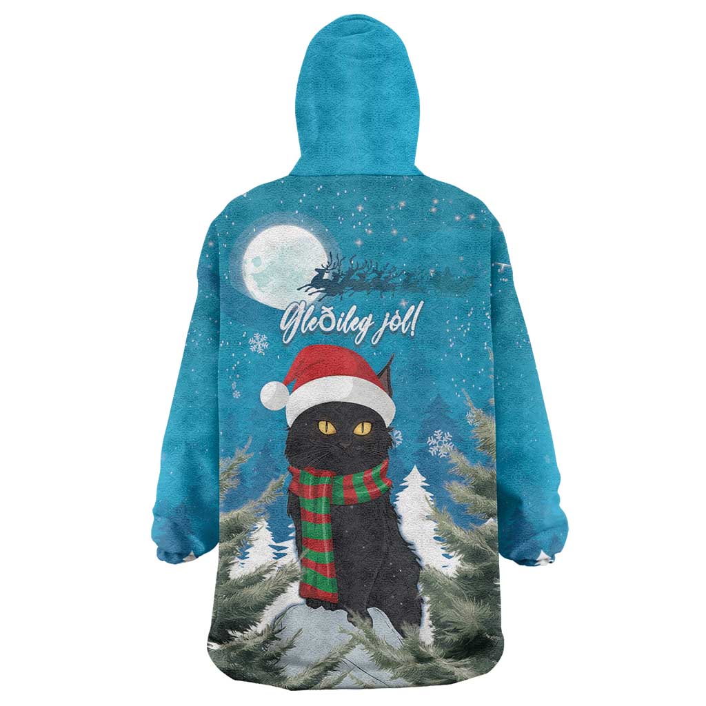 Iceland Christmas Wearable Blanket Hoodie Merry Yule Cat - Wonder Print Shop