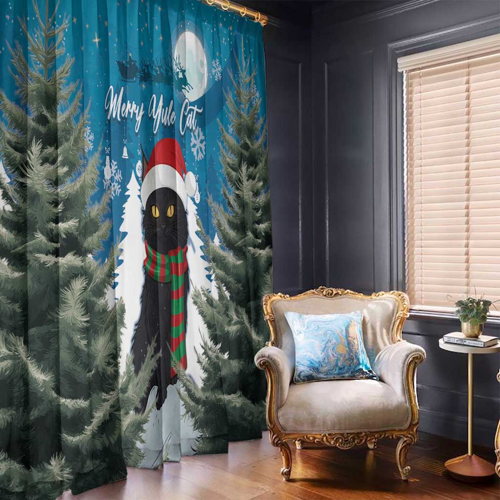 Iceland Christmas Window Curtain Merry Yule Cat - Wonder Print Shop