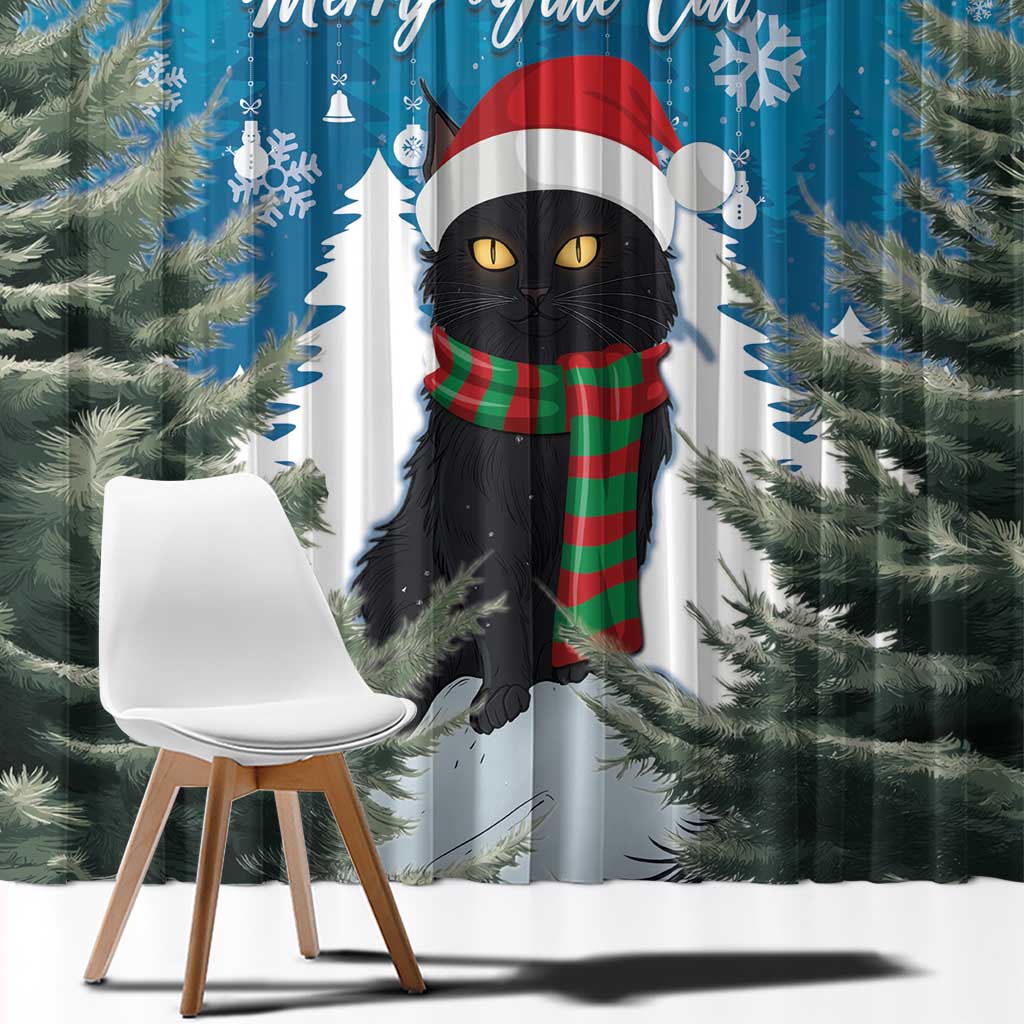 Iceland Christmas Window Curtain Merry Yule Cat - Wonder Print Shop