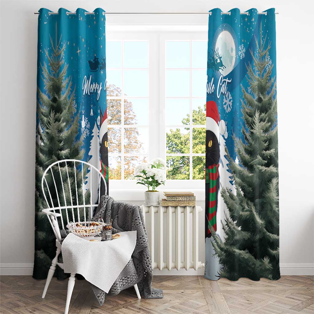 Iceland Christmas Window Curtain Merry Yule Cat - Wonder Print Shop