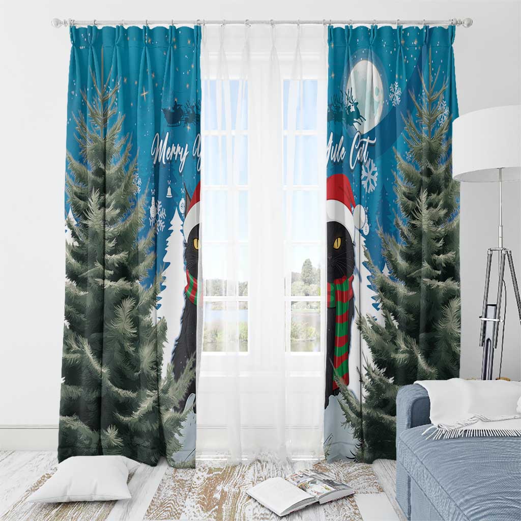 Iceland Christmas Window Curtain Merry Yule Cat - Wonder Print Shop