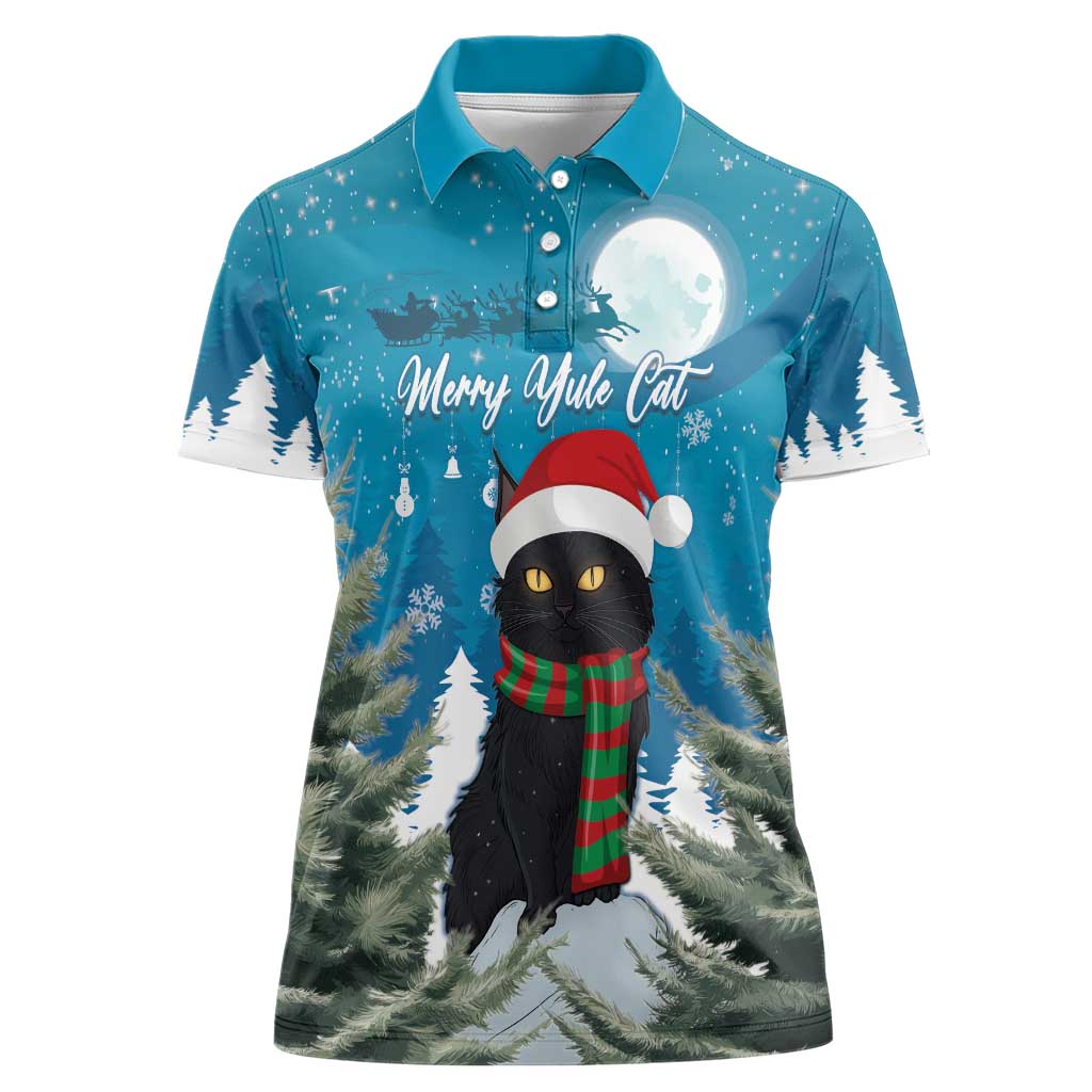 Iceland Christmas Women Polo Shirt Merry Yule Cat - Wonder Print Shop