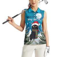 Iceland Christmas Women Sleeveless Polo Shirt Merry Yule Cat - Wonder Print Shop