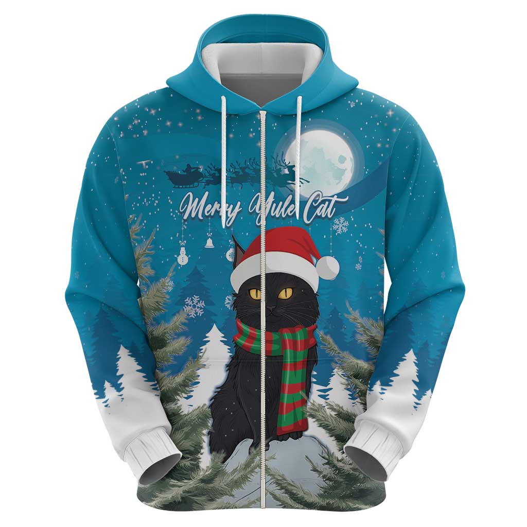 Iceland Christmas Zip Hoodie Merry Yule Cat - Wonder Print Shop