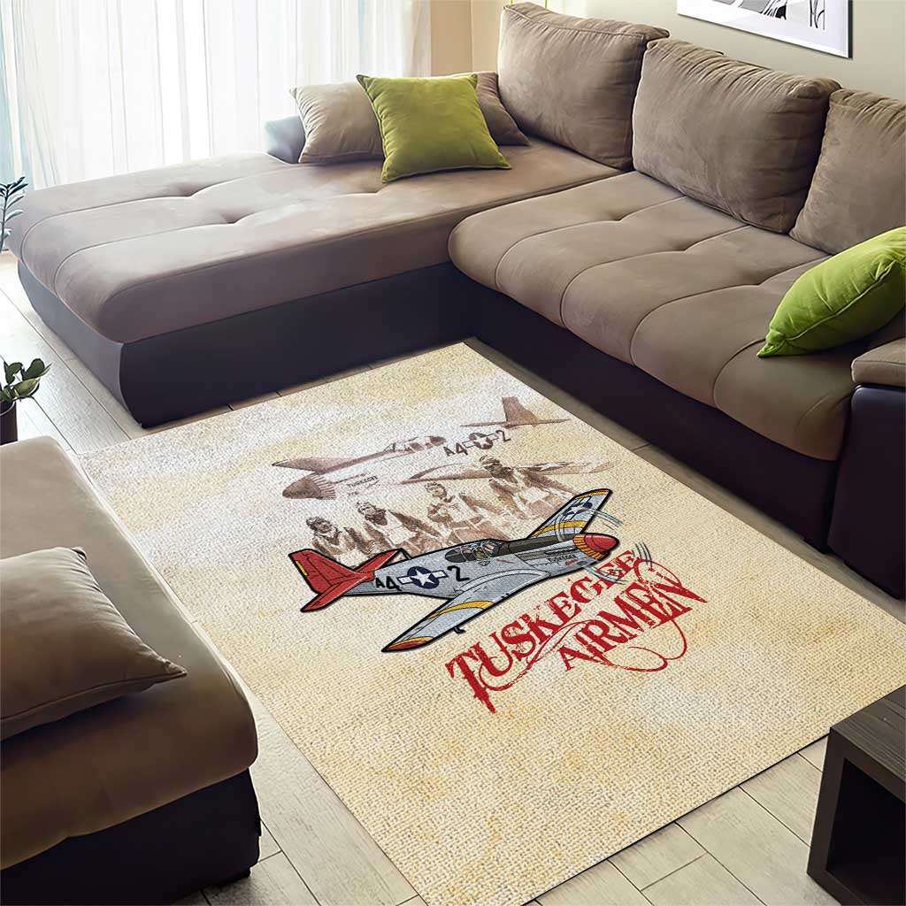 Tuskegee Red Tails Airmen Area Rug History Aviator Heroes Retro Style - Wonder Print Shop