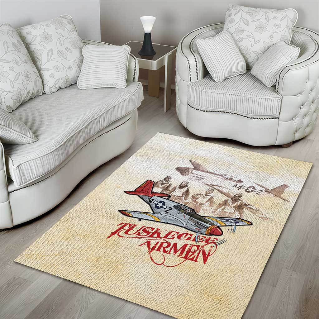 Tuskegee Red Tails Airmen Area Rug History Aviator Heroes Retro Style - Wonder Print Shop