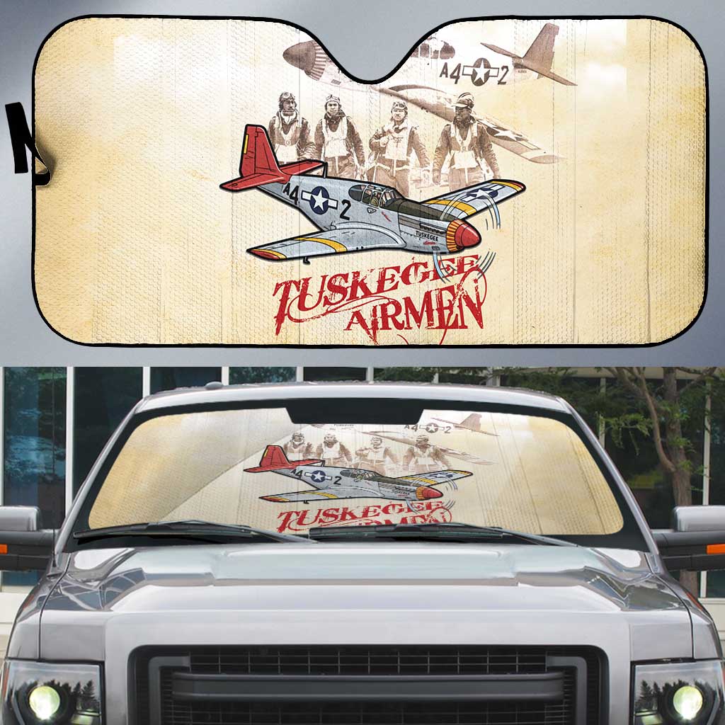 Tuskegee Red Tails Airmen Auto Sun Shade History Aviator Heroes Retro Style - Wonder Print Shop