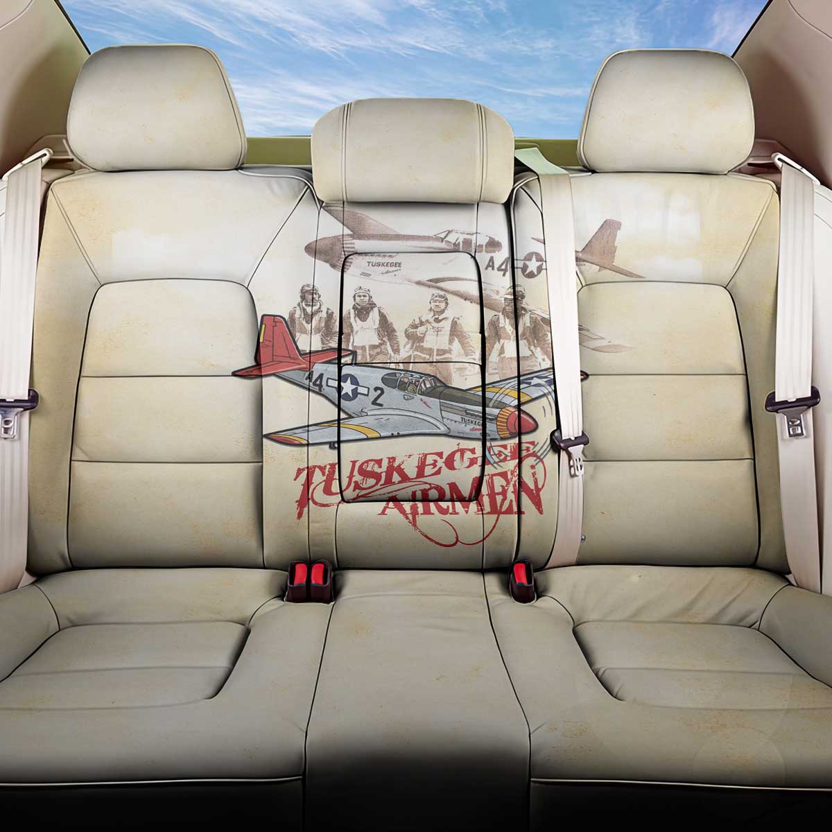 Tuskegee Red Tails Airmen Back Car Seat Cover History Aviator Heroes Retro Style - Wonder Print Shop