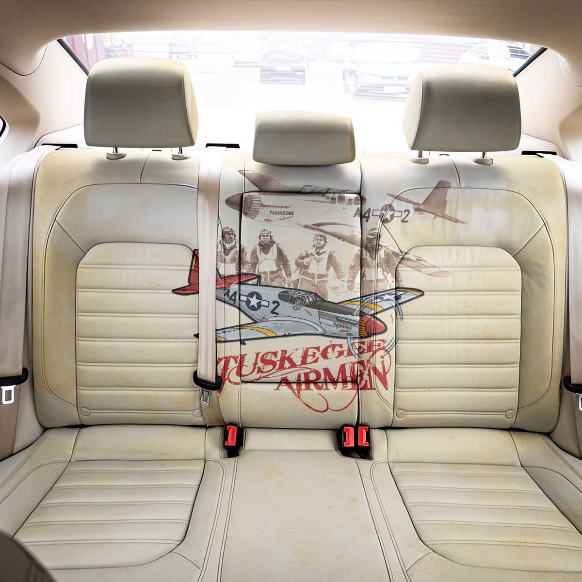 Tuskegee Red Tails Airmen Back Car Seat Cover History Aviator Heroes Retro Style - Wonder Print Shop