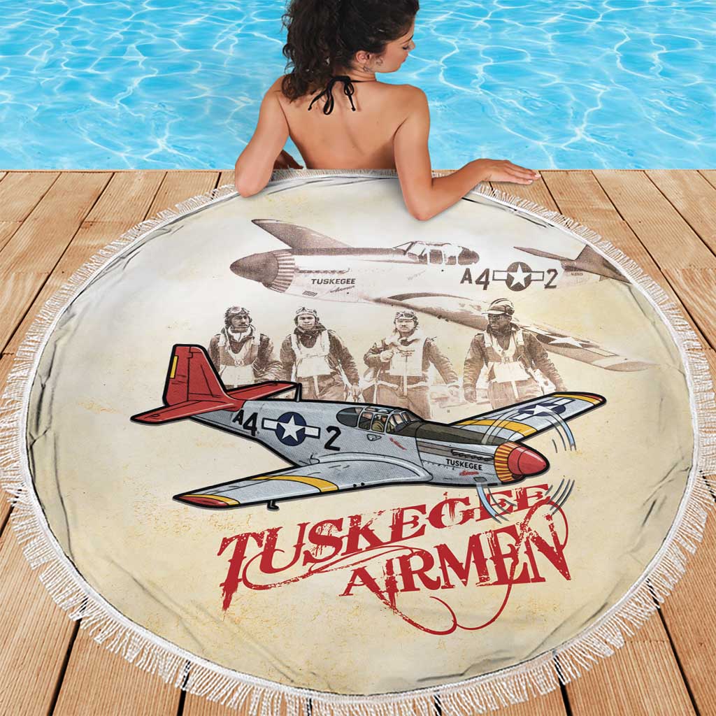 Tuskegee Red Tails Airmen Beach Blanket History Aviator Heroes Retro Style - Wonder Print Shop