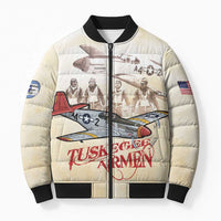 Tuskegee Red Tails Airmen Bomber Puffer Jacket History Aviator Heroes Retro Style - Wonder Print Shop