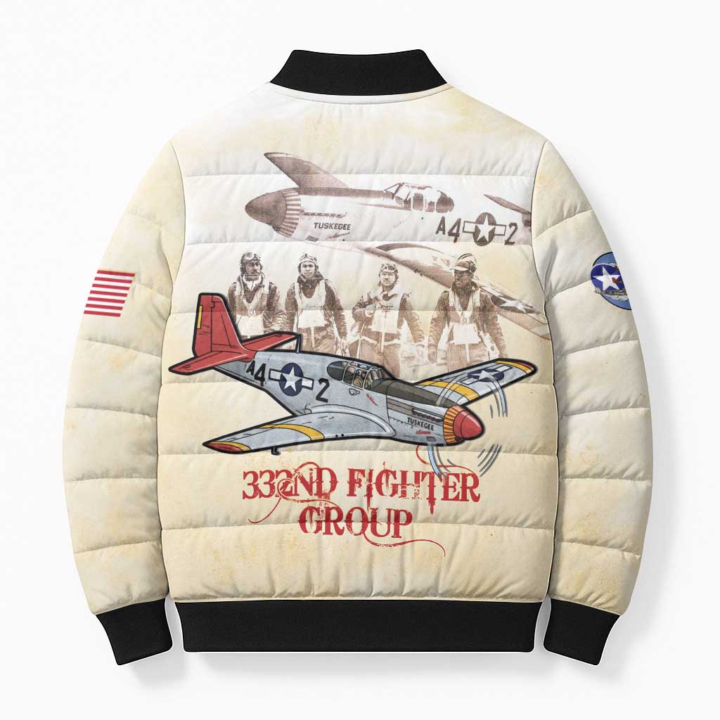 Tuskegee Red Tails Airmen Bomber Puffer Jacket History Aviator Heroes Retro Style - Wonder Print Shop