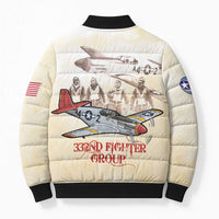 Tuskegee Red Tails Airmen Bomber Puffer Jacket History Aviator Heroes Retro Style - Wonder Print Shop