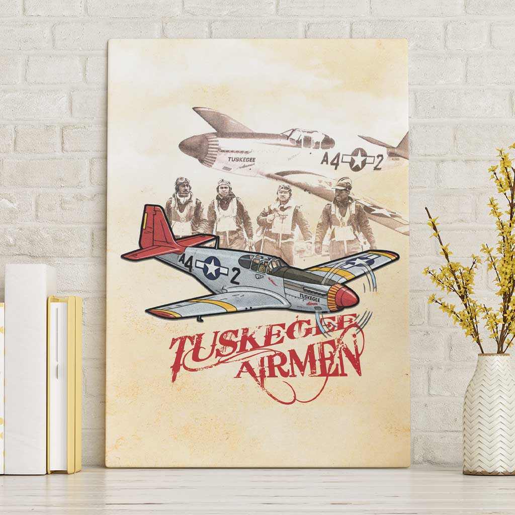 Tuskegee Red Tails Airmen Canvas Wall Art History Aviator Heroes Retro Style - Wonder Print Shop