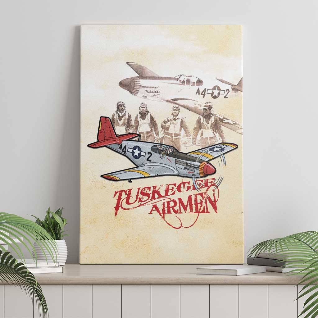 Tuskegee Red Tails Airmen Canvas Wall Art History Aviator Heroes Retro Style - Wonder Print Shop