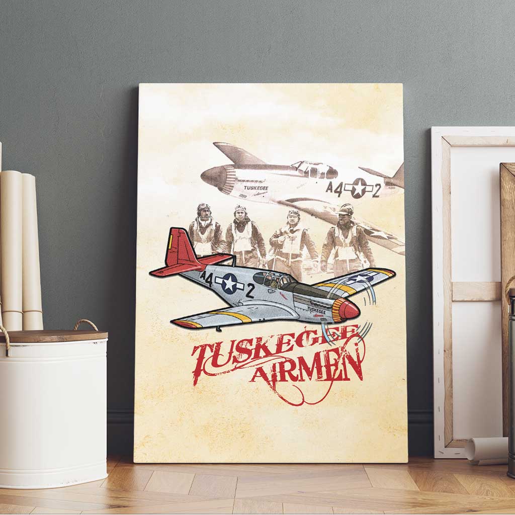 Tuskegee Red Tails Airmen Canvas Wall Art History Aviator Heroes Retro Style - Wonder Print Shop