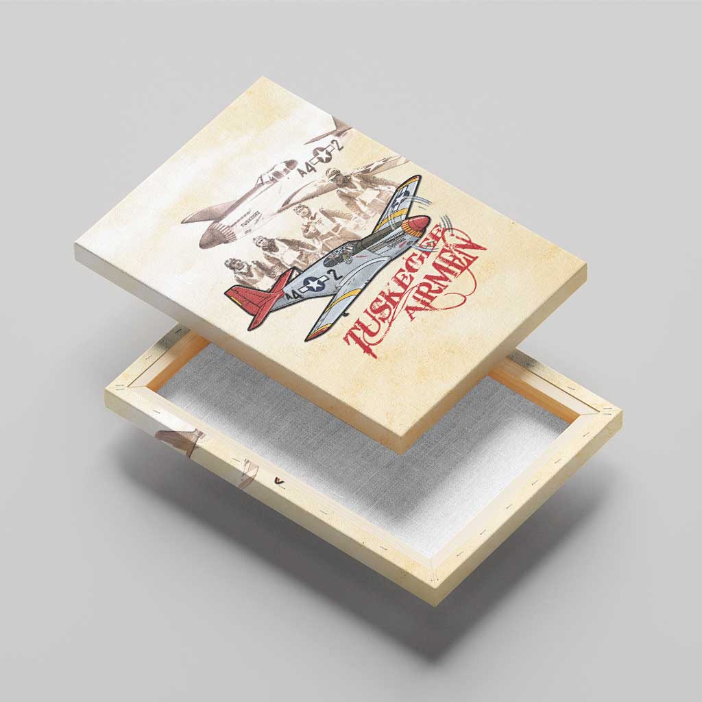 Tuskegee Red Tails Airmen Canvas Wall Art History Aviator Heroes Retro Style - Wonder Print Shop