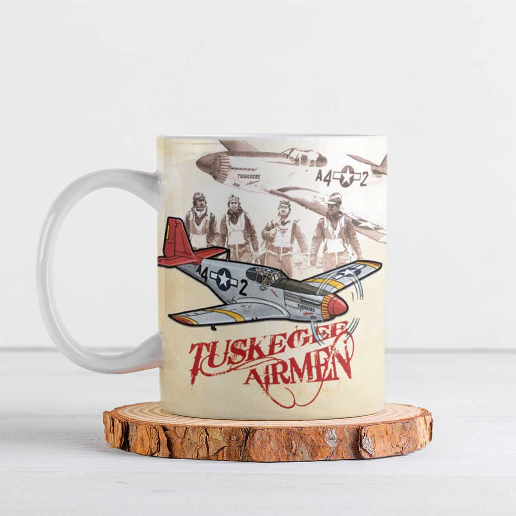 Tuskegee Red Tails Airmen Ceramic Mug History Aviator Heroes Retro Style - Wonder Print Shop
