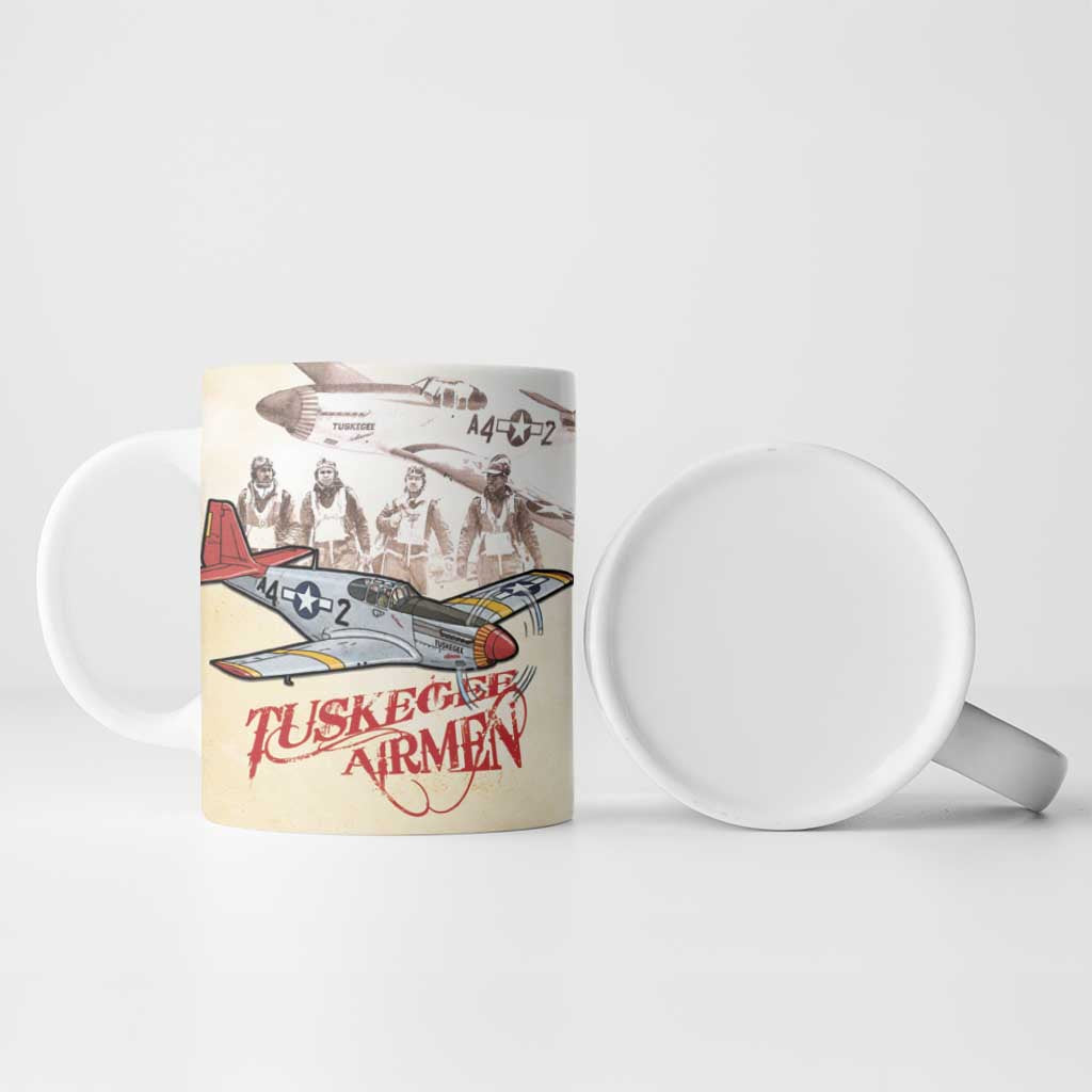 Tuskegee Red Tails Airmen Ceramic Mug History Aviator Heroes Retro Style - Wonder Print Shop