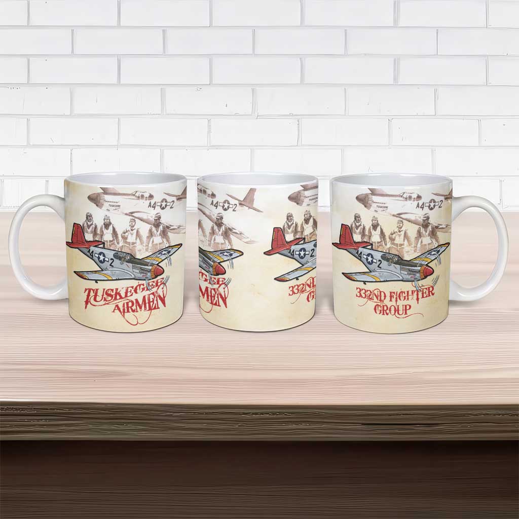 Tuskegee Red Tails Airmen Ceramic Mug History Aviator Heroes Retro Style - Wonder Print Shop