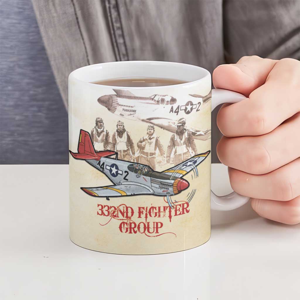 Tuskegee Red Tails Airmen Ceramic Mug History Aviator Heroes Retro Style - Wonder Print Shop