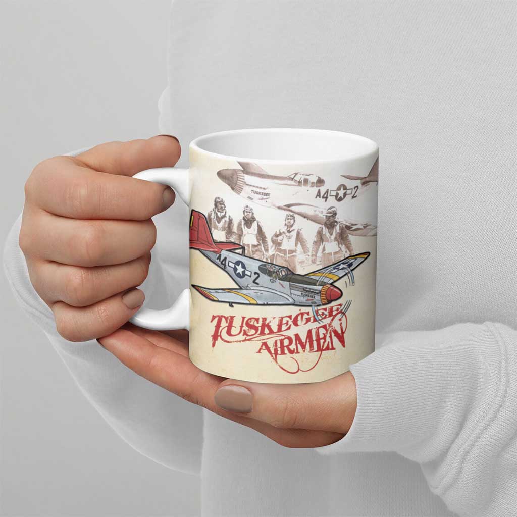 Tuskegee Red Tails Airmen Ceramic Mug History Aviator Heroes Retro Style - Wonder Print Shop